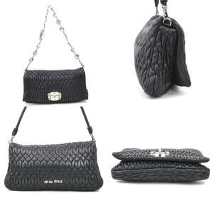 Miu Miu Black Shoulder Matelass Bag Leather